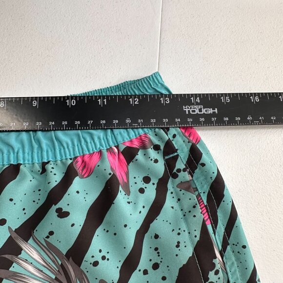 Neff Mens Tropical Floral Swim Trunks Medium Teal & Pink Tropical Floral Bathing - Picture 4 of 8